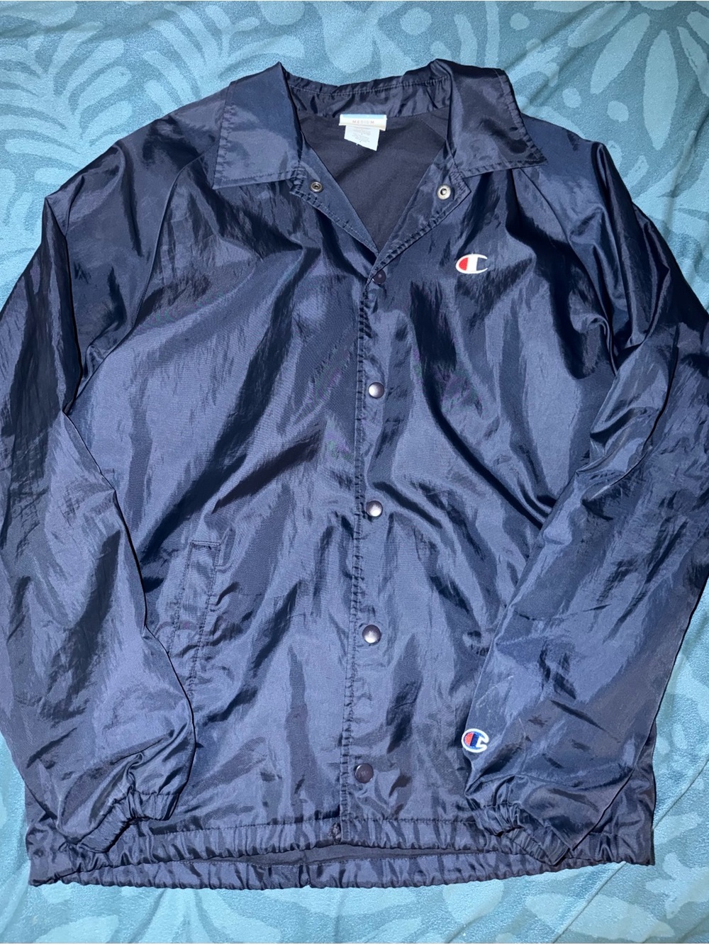 Champion Navy Windbreaker Jacket with Embroidered Logos